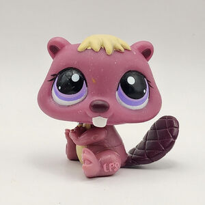 Littlest Pet Shop Plum Blonde Beaver #1410 Purple Eye LPS